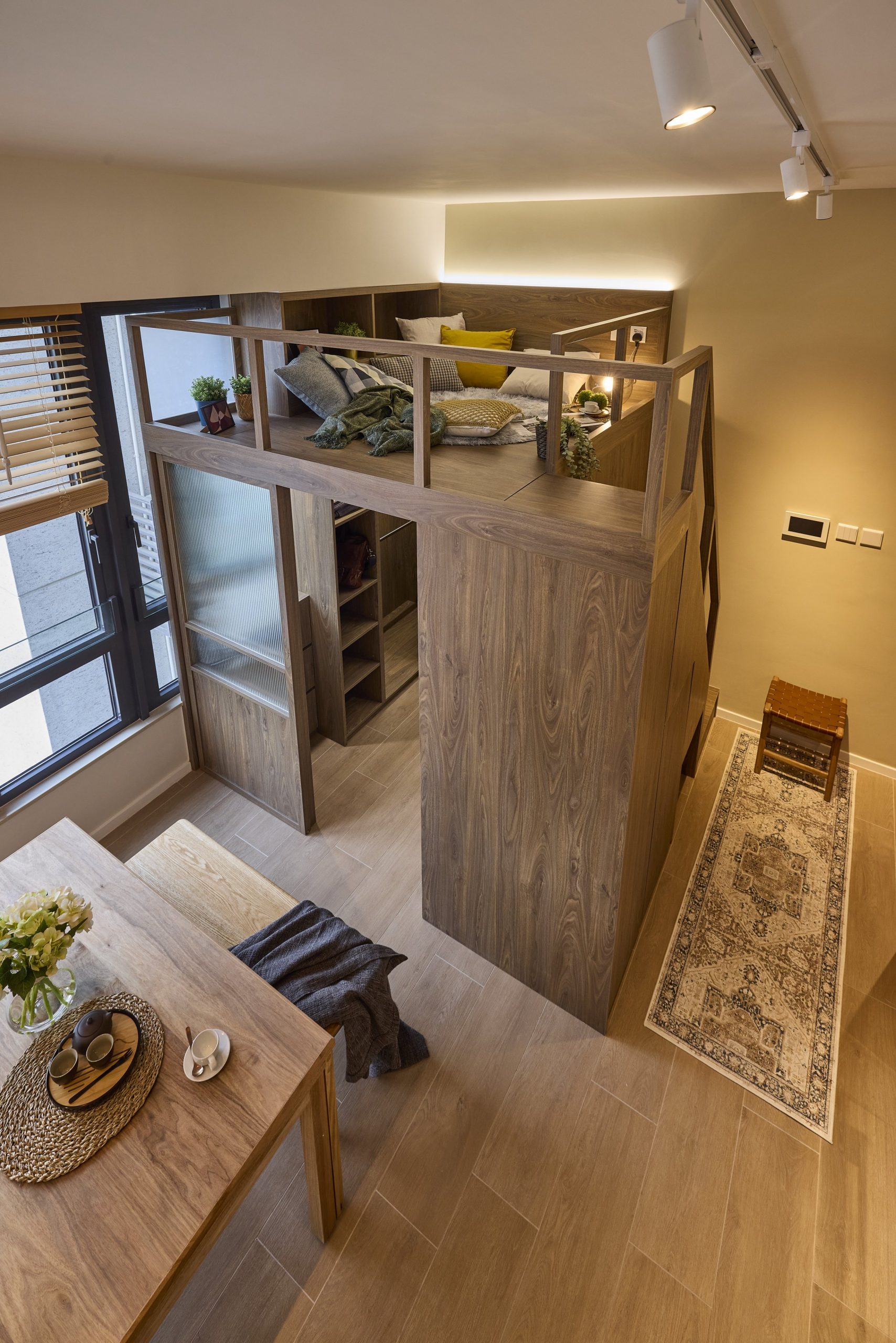 salon avec dressign petit appartement 43m2