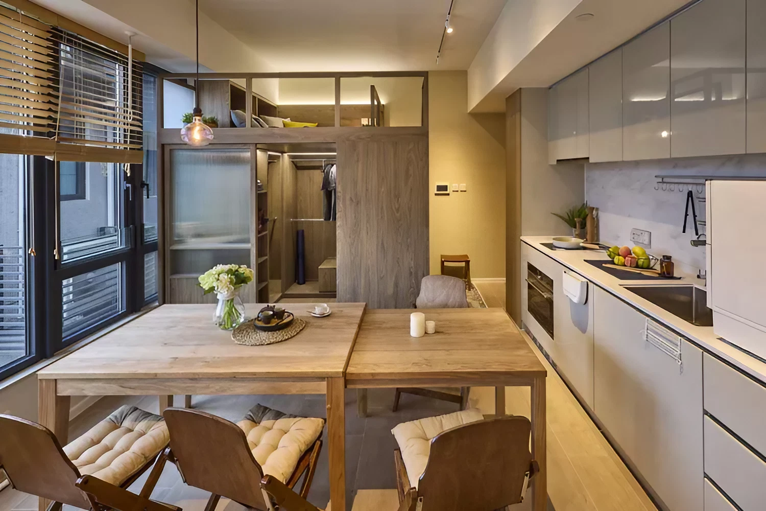 cuisine et salle à manger petit appartement 43m2