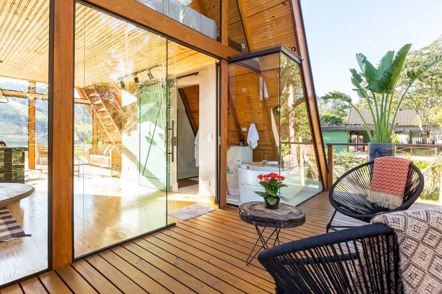 terrasse bois maison A-Frame