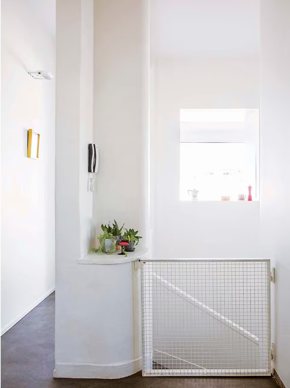 escalier avec porte grillagée