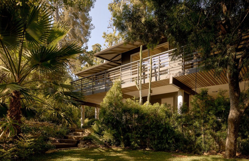 maison contemporaine avec grand jardin verdoyant