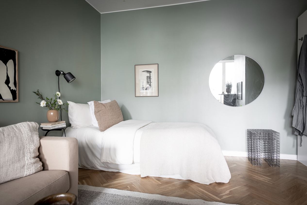 espace chambre mur vert studio 28m2 espace chambre mur vert studio 28m2