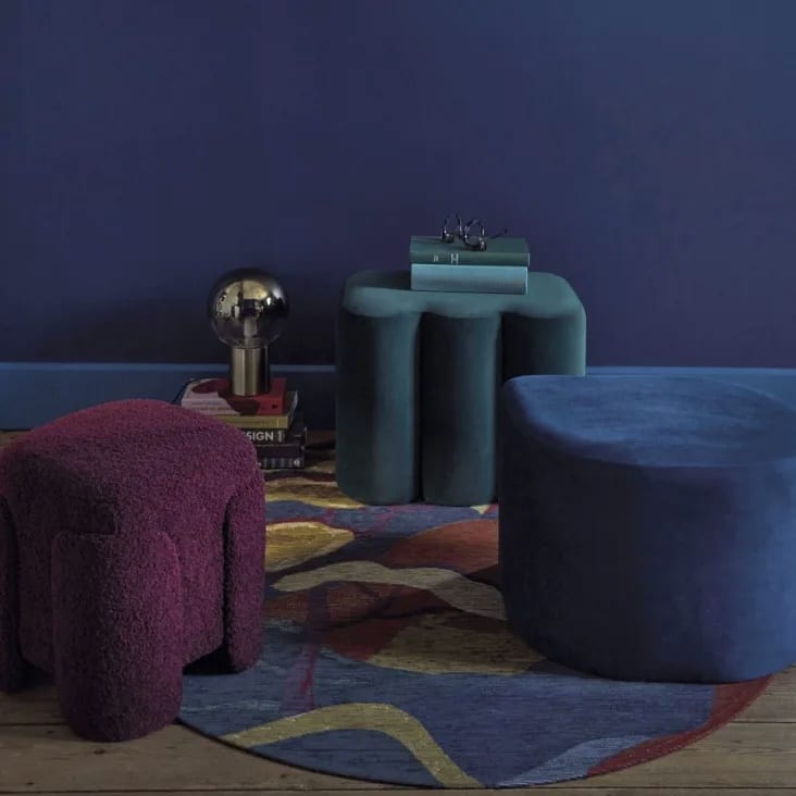 salon mur bleu