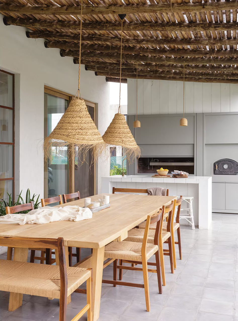 cuisine d'été avec pergola bois