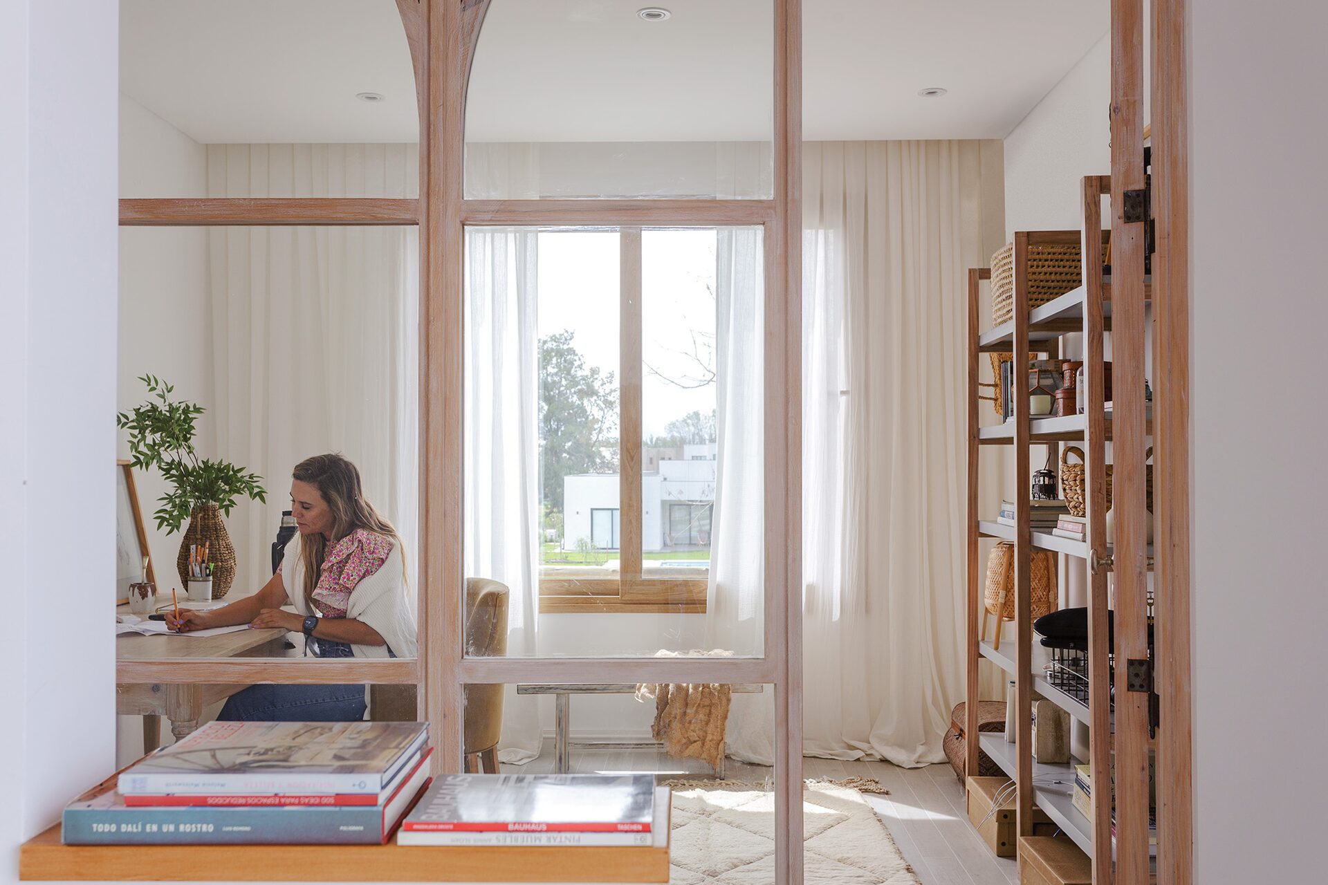 bureau avec verrière bois