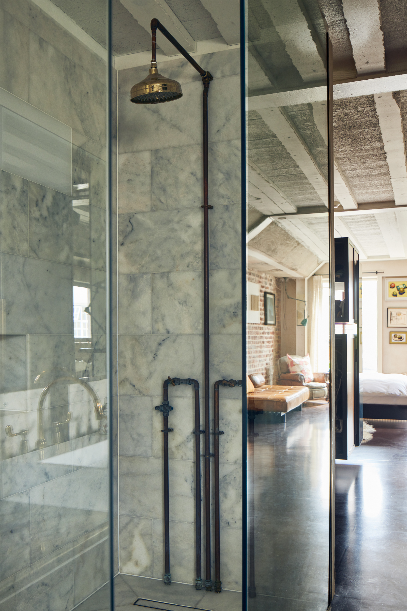 salle de bain marbre loft