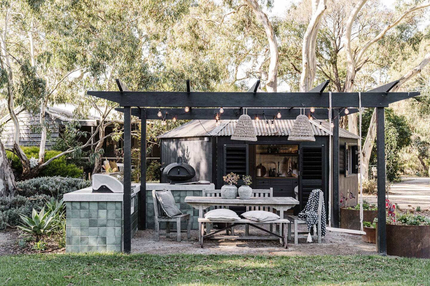 terrasse avec pergola bois
