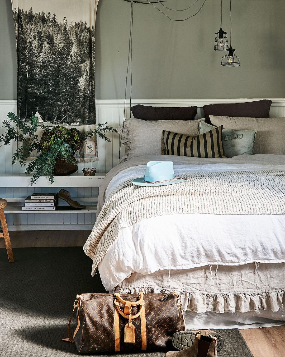 chambre mur vert