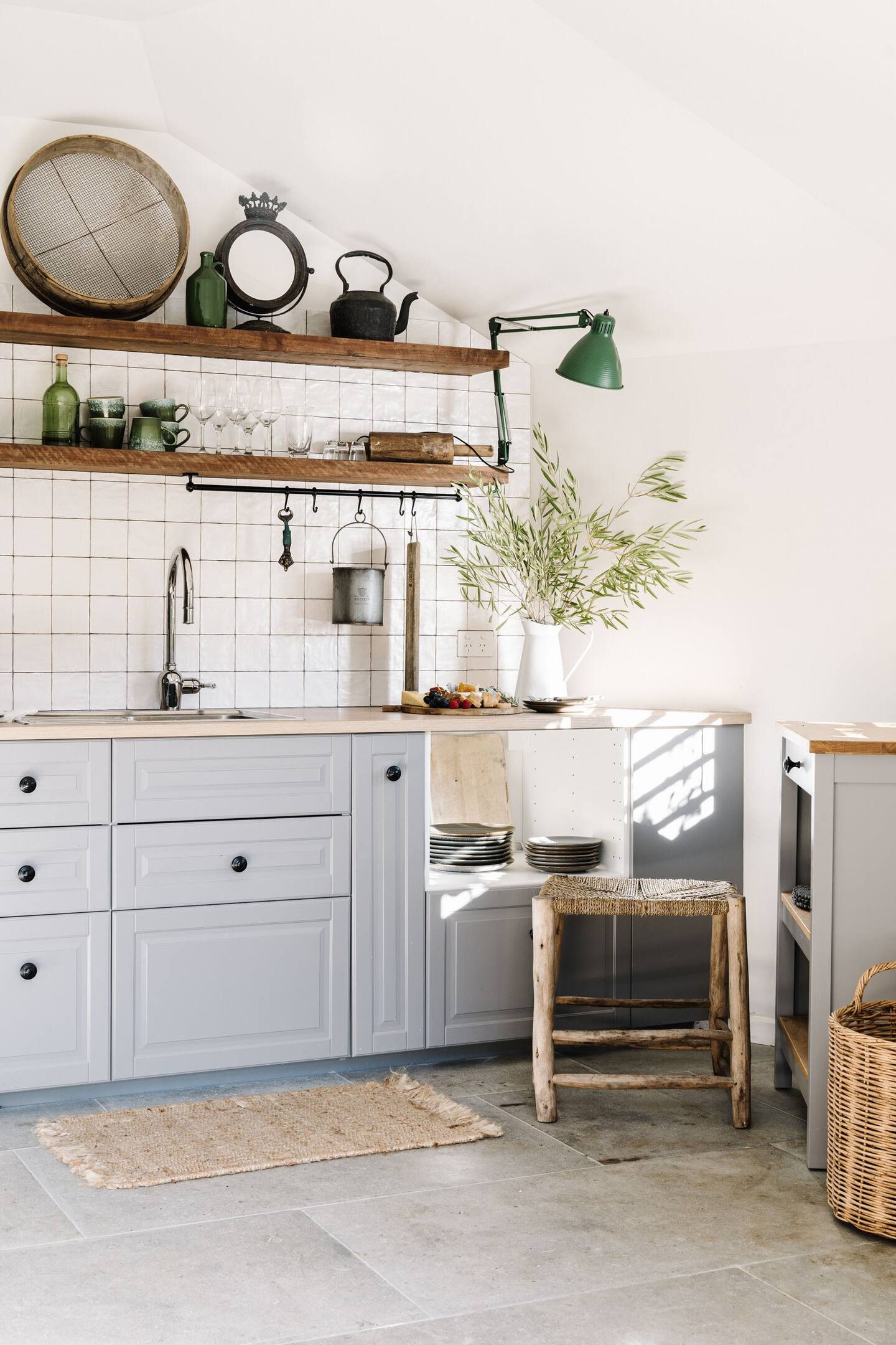 cuisine grise décoration rustique chic