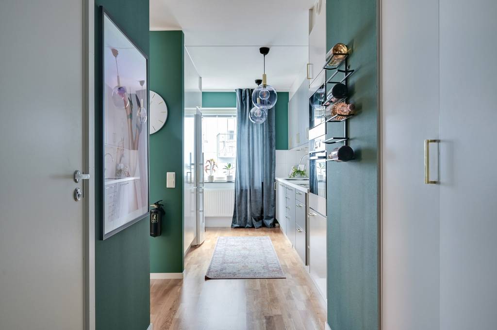 entrée murs verts décoration scandinave