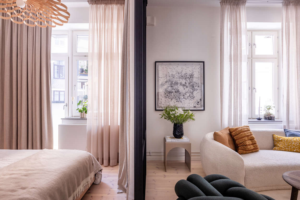 chambre et salon appartement 58m2 décoration scandinave