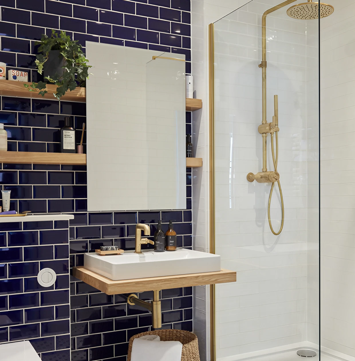 salle de bain moderne carrelage bleu