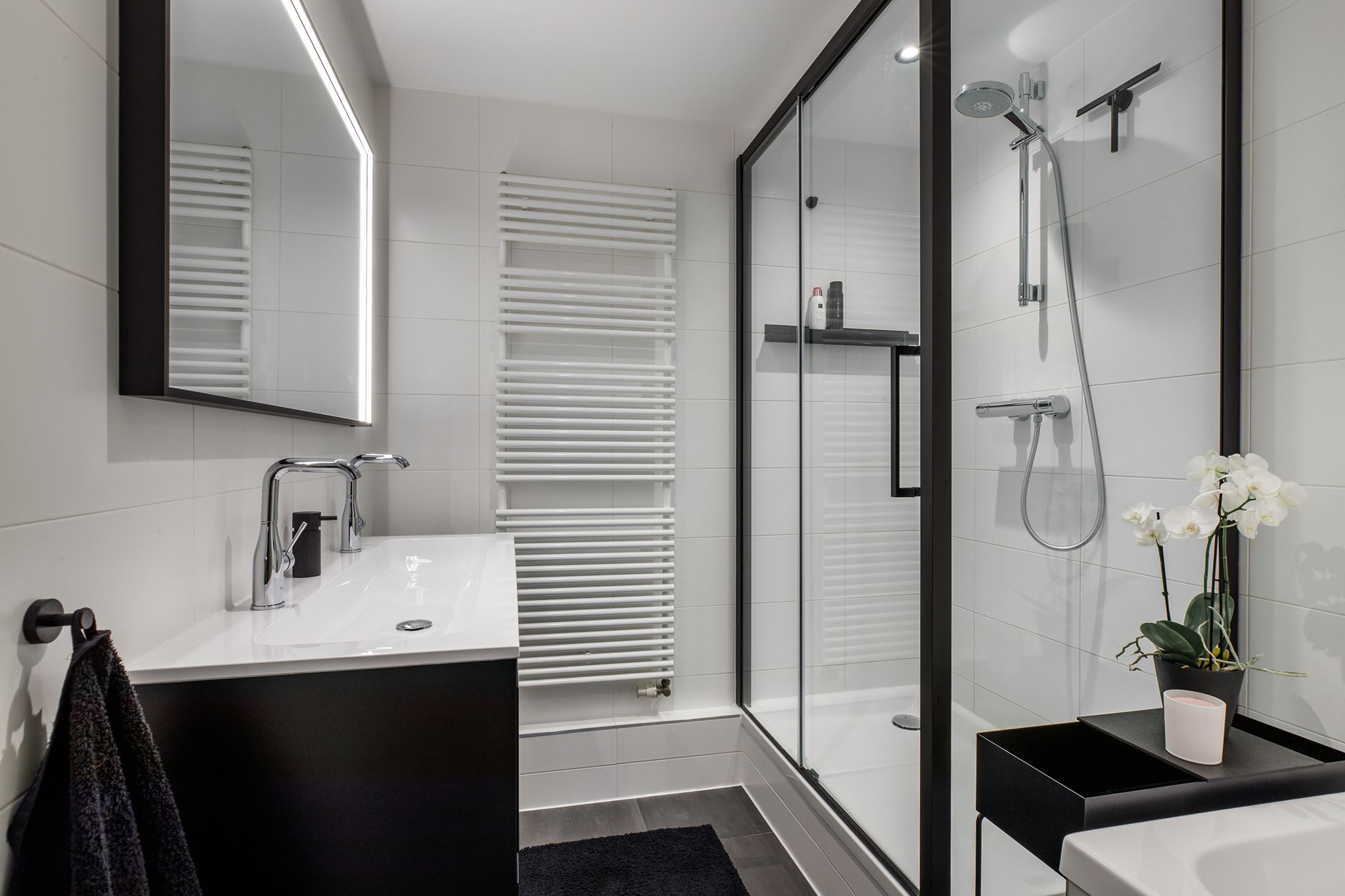 salle de bain blanche et noire