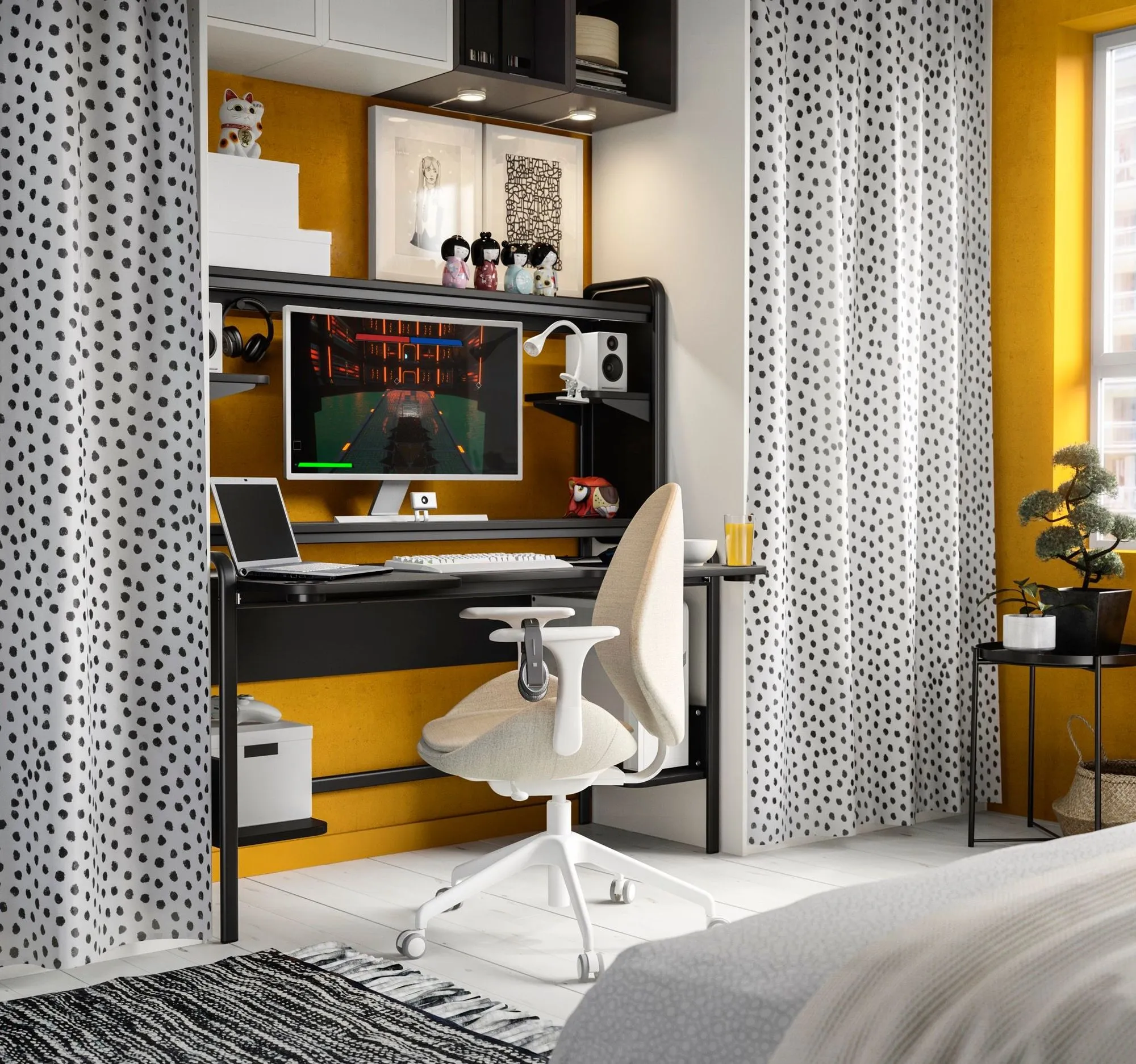 chambre jaune et noire