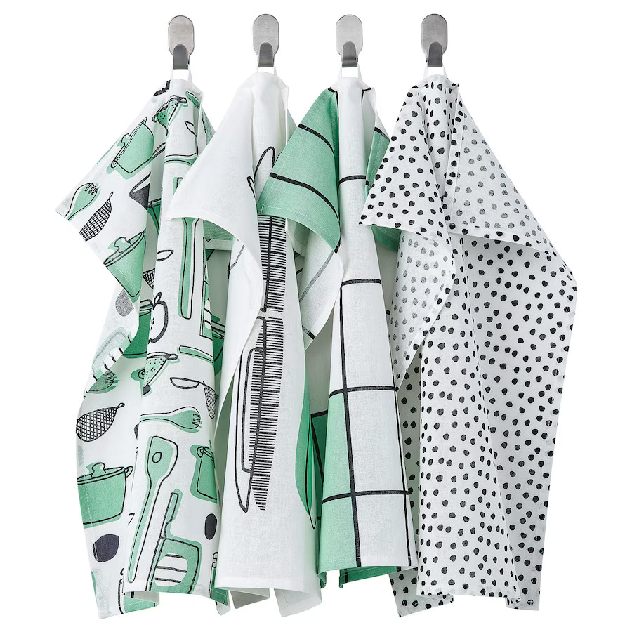 torchons vert et blanc IKEA