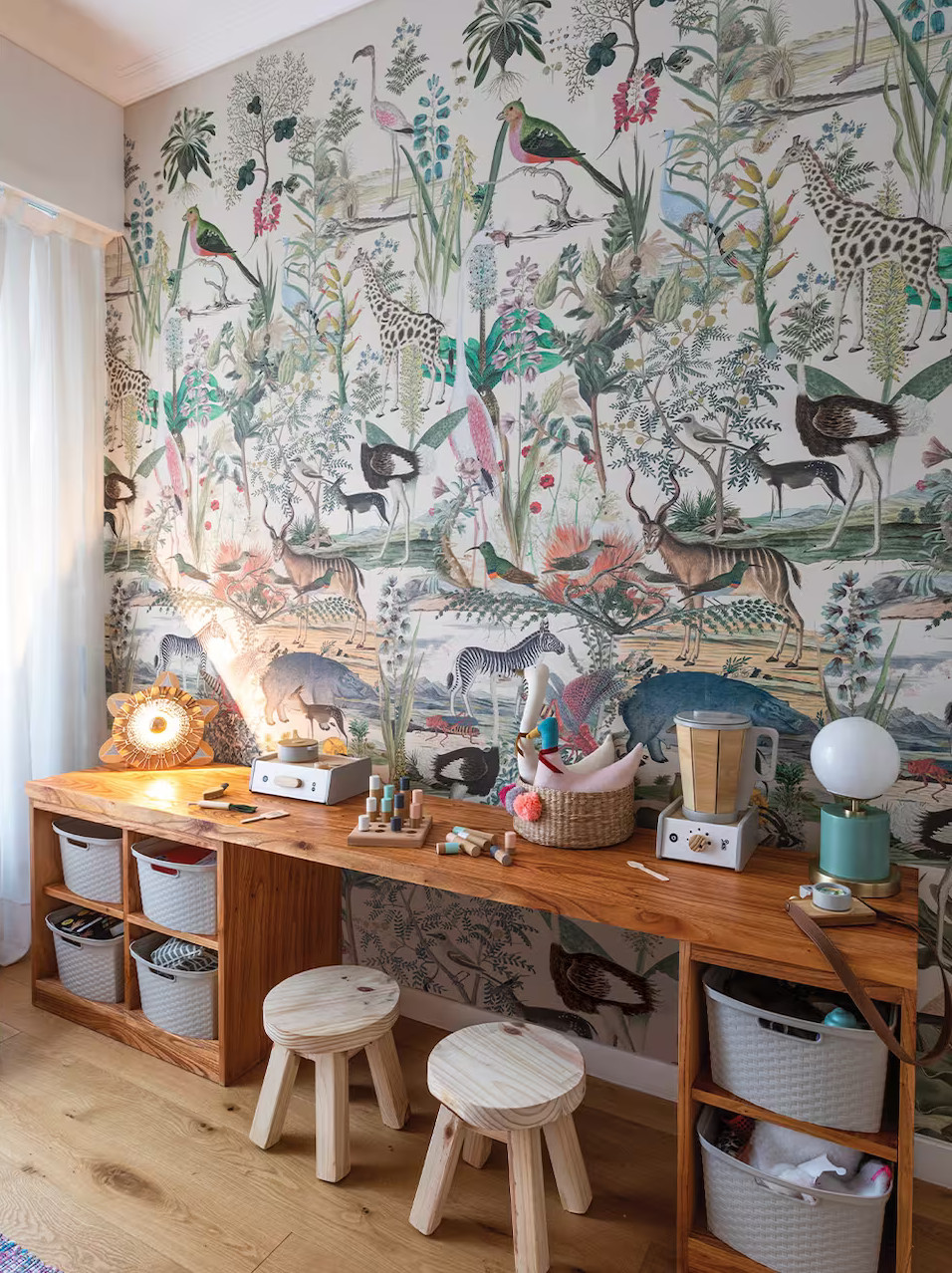 chambre enfant décoration contemporaine avec papier-peint