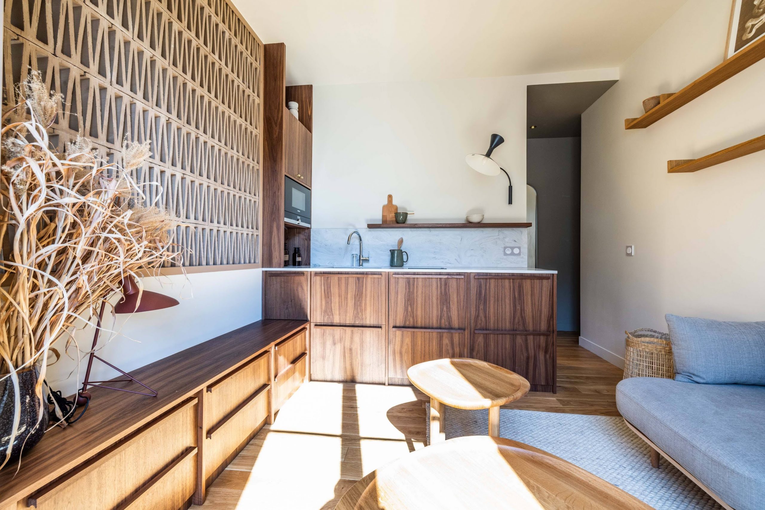 cuisine bois avec claustra décoration design