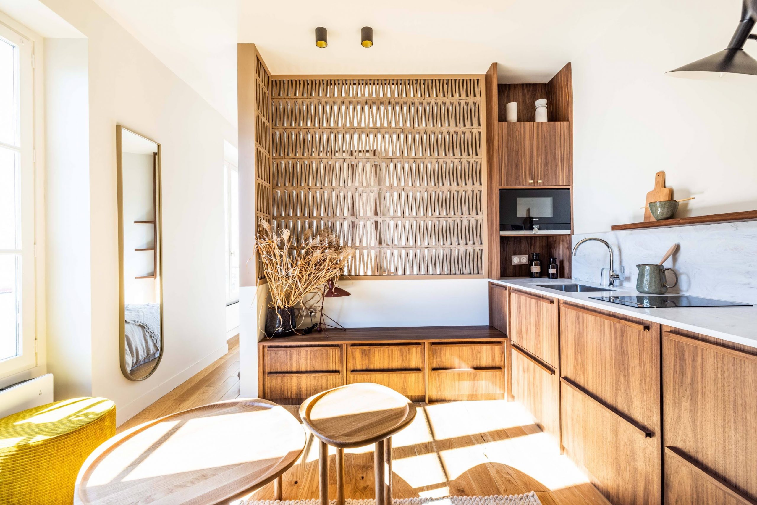 cuisine bois avec claustra décoration design