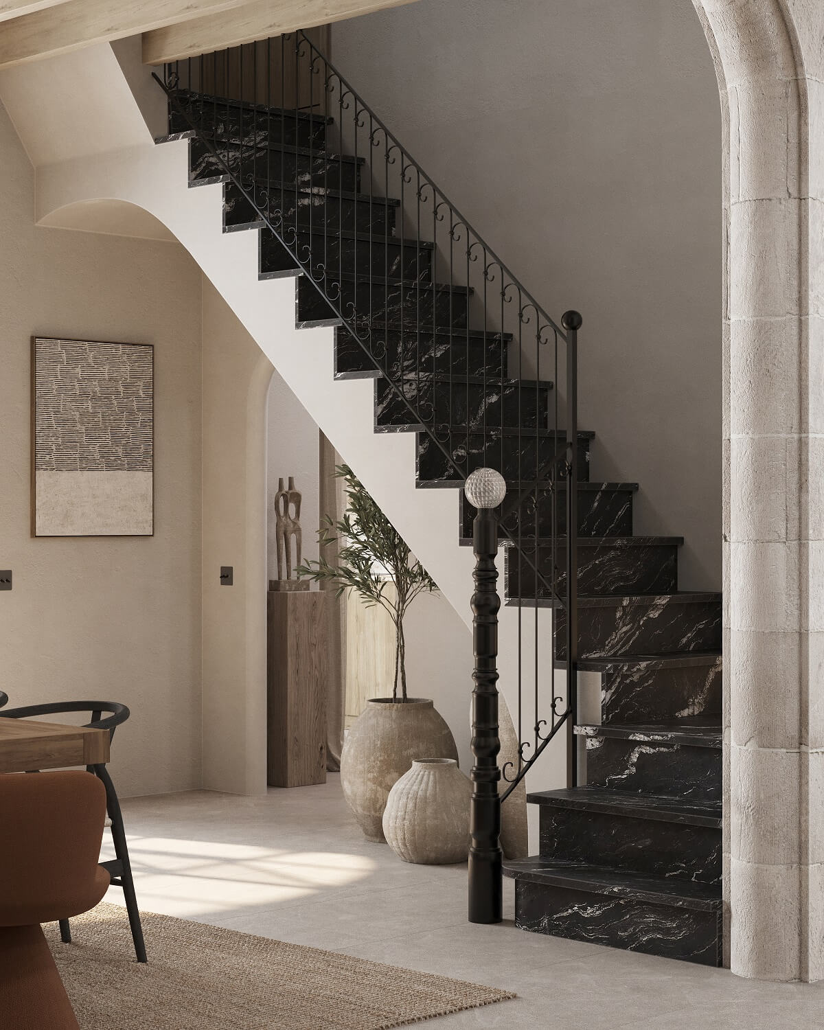 salle à manger avec escalier marbre noir salle à manger avec escalier marbre noir