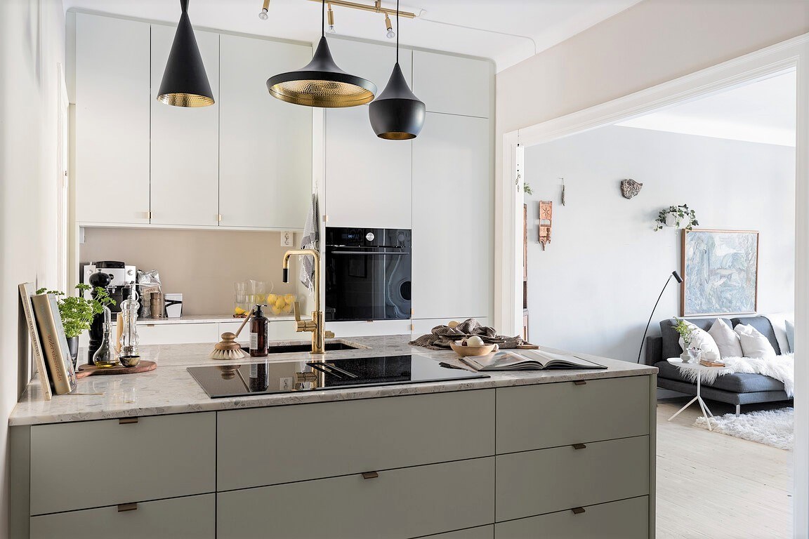 cuisine design grise plan marbre