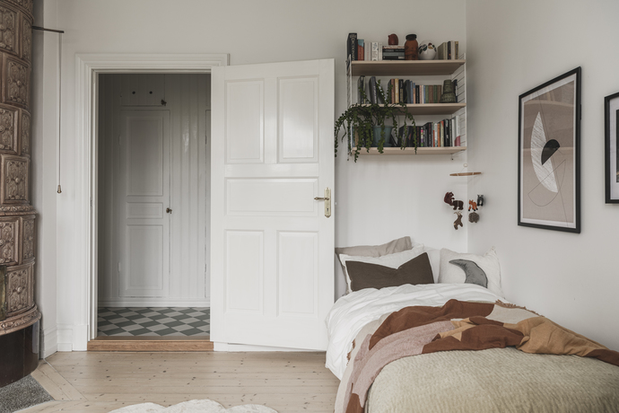 chambre avec poêle décoration scandinave