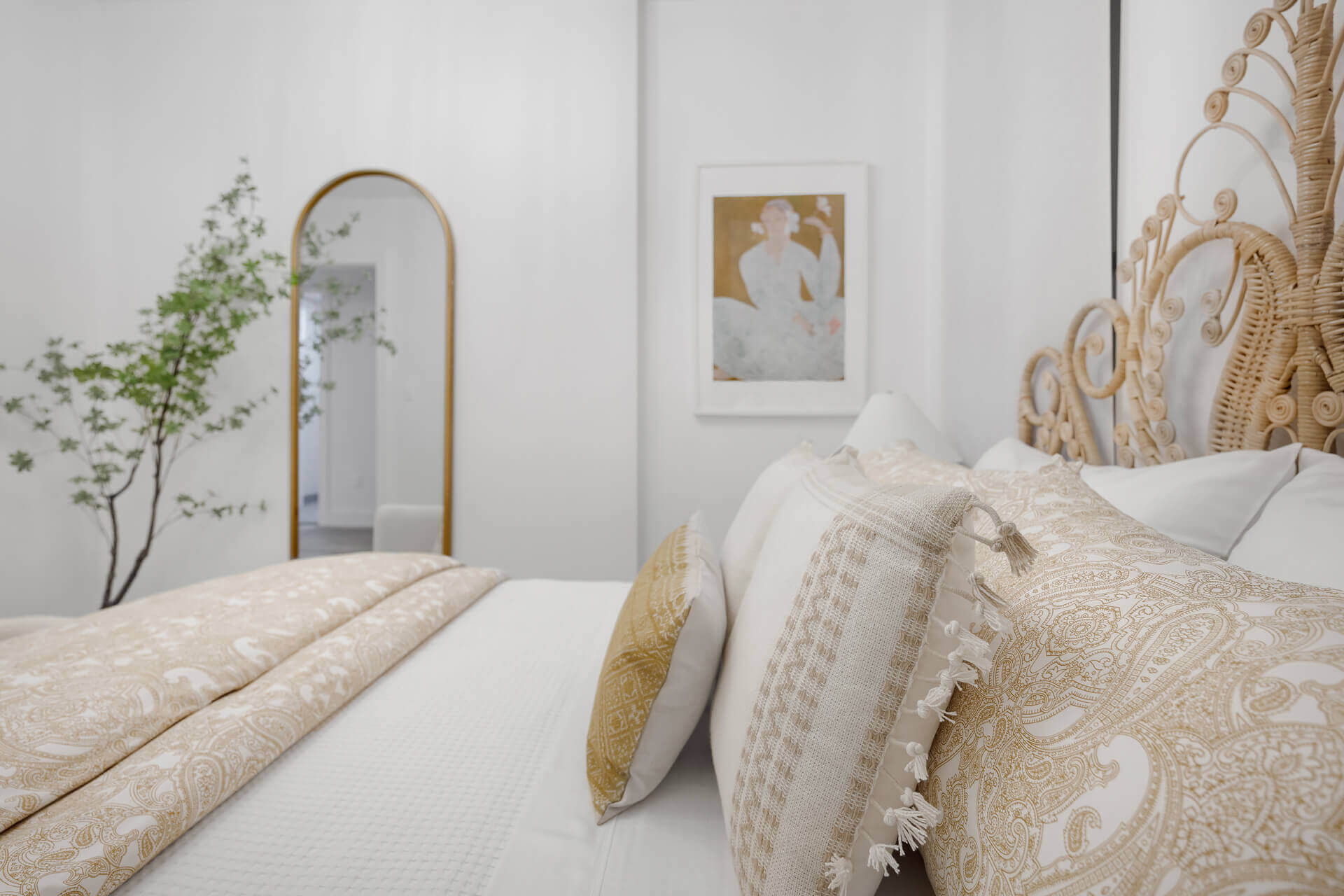 chambre décoration blanche et naturelle