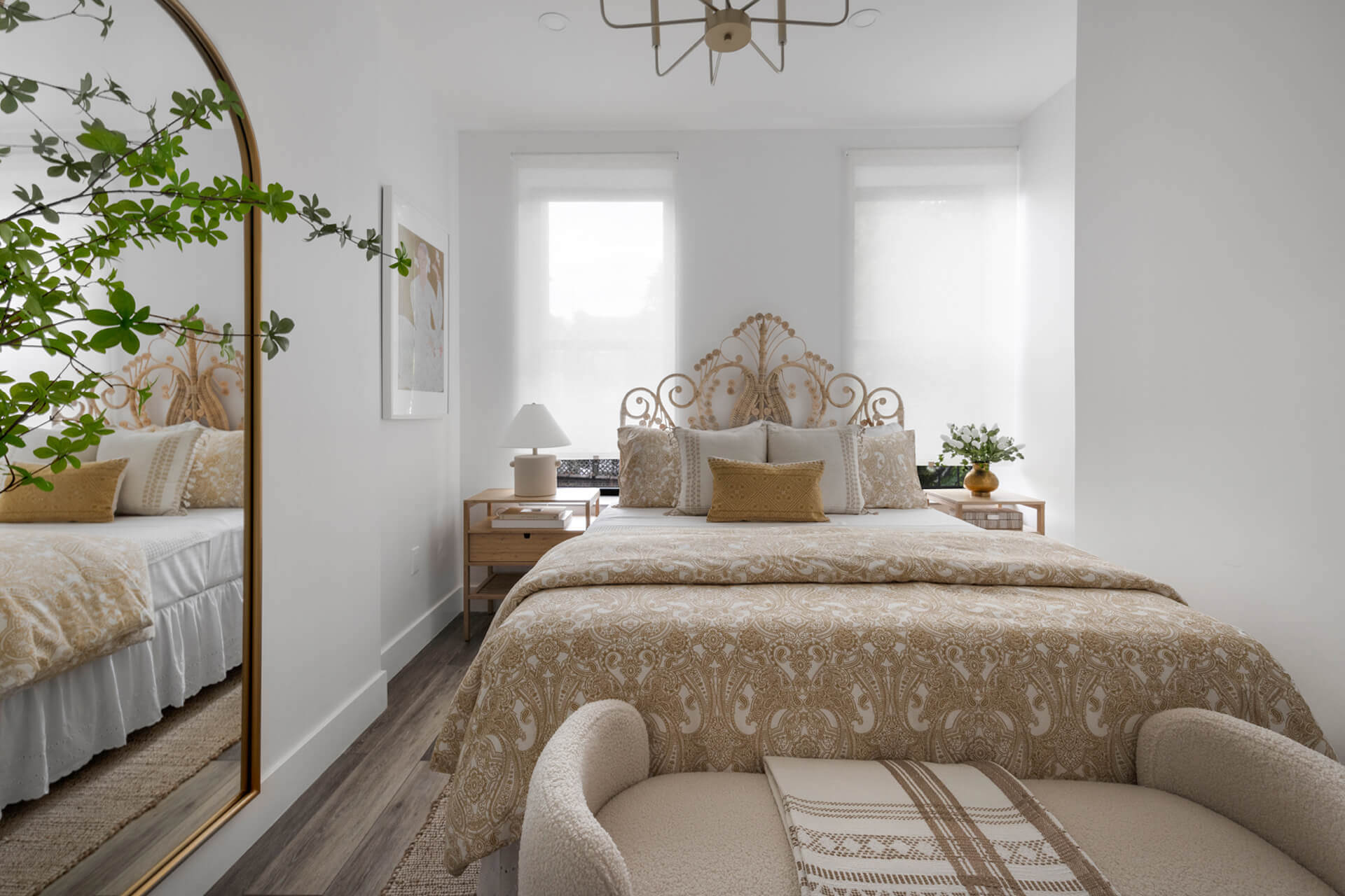chambre décoration blanche et naturelle