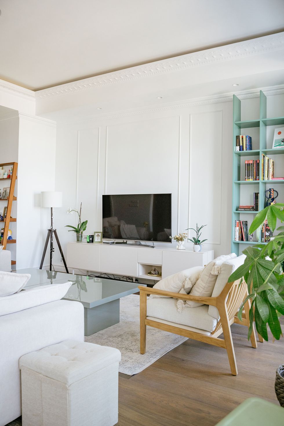 salon avec moulures décoration contemporaine
