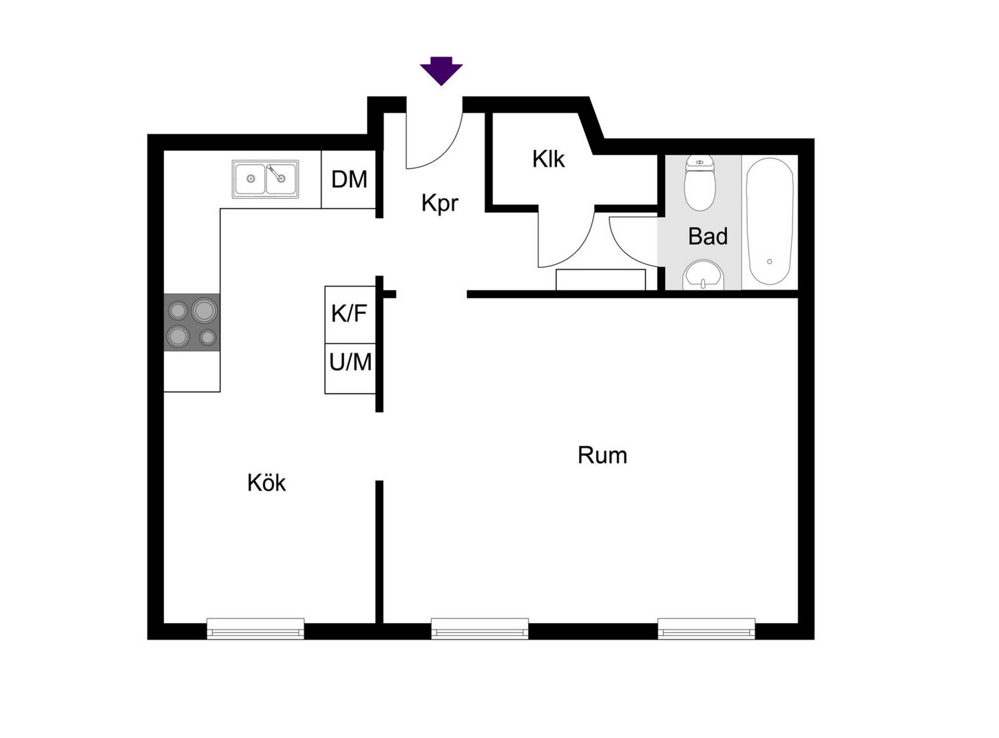plan grand studio 40m2 décoration blanche