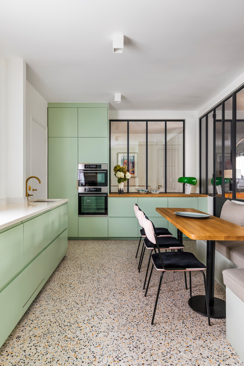 cuisine sol terrazzo décoration contemporaine