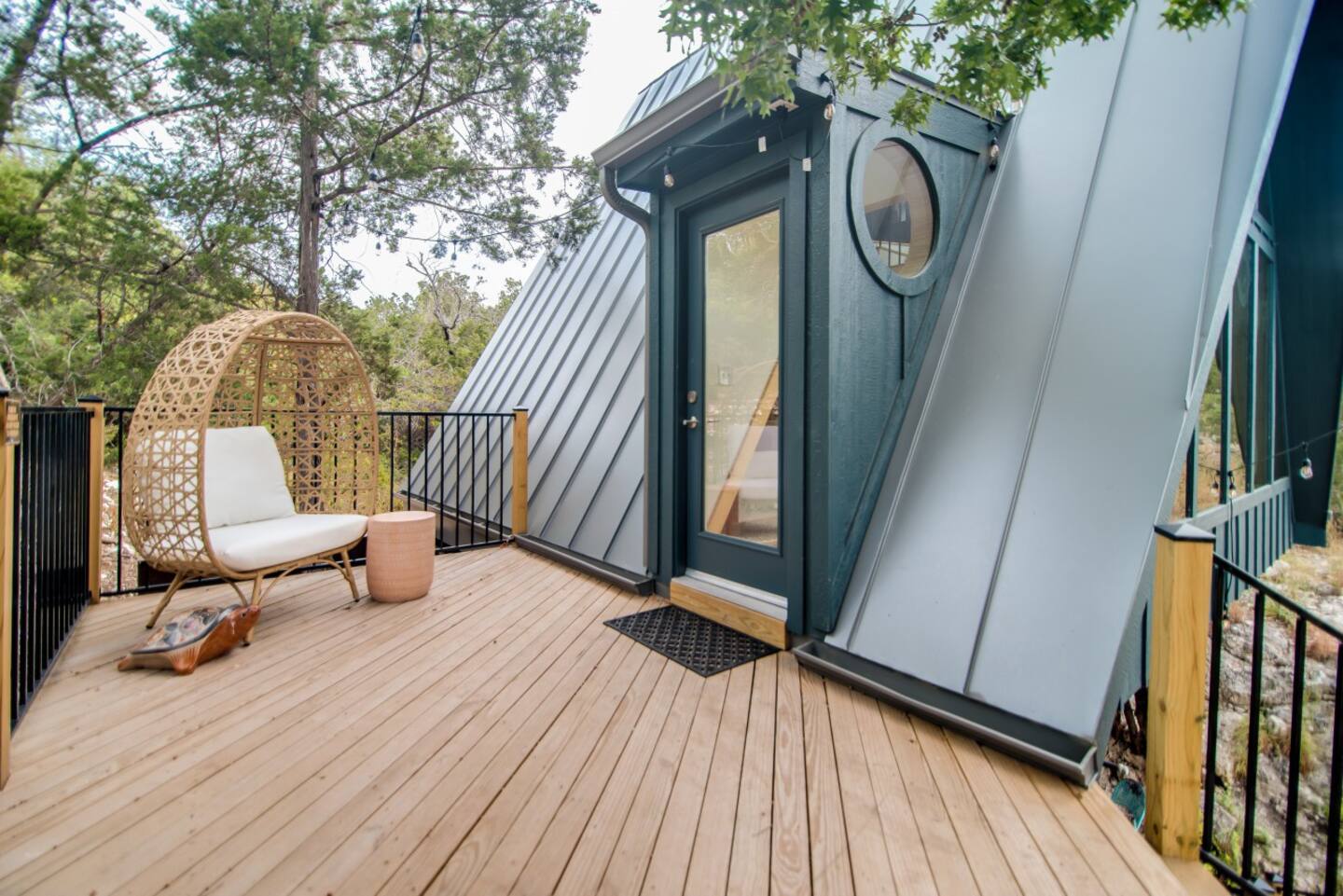 terrasse supérieure maison A-Frame