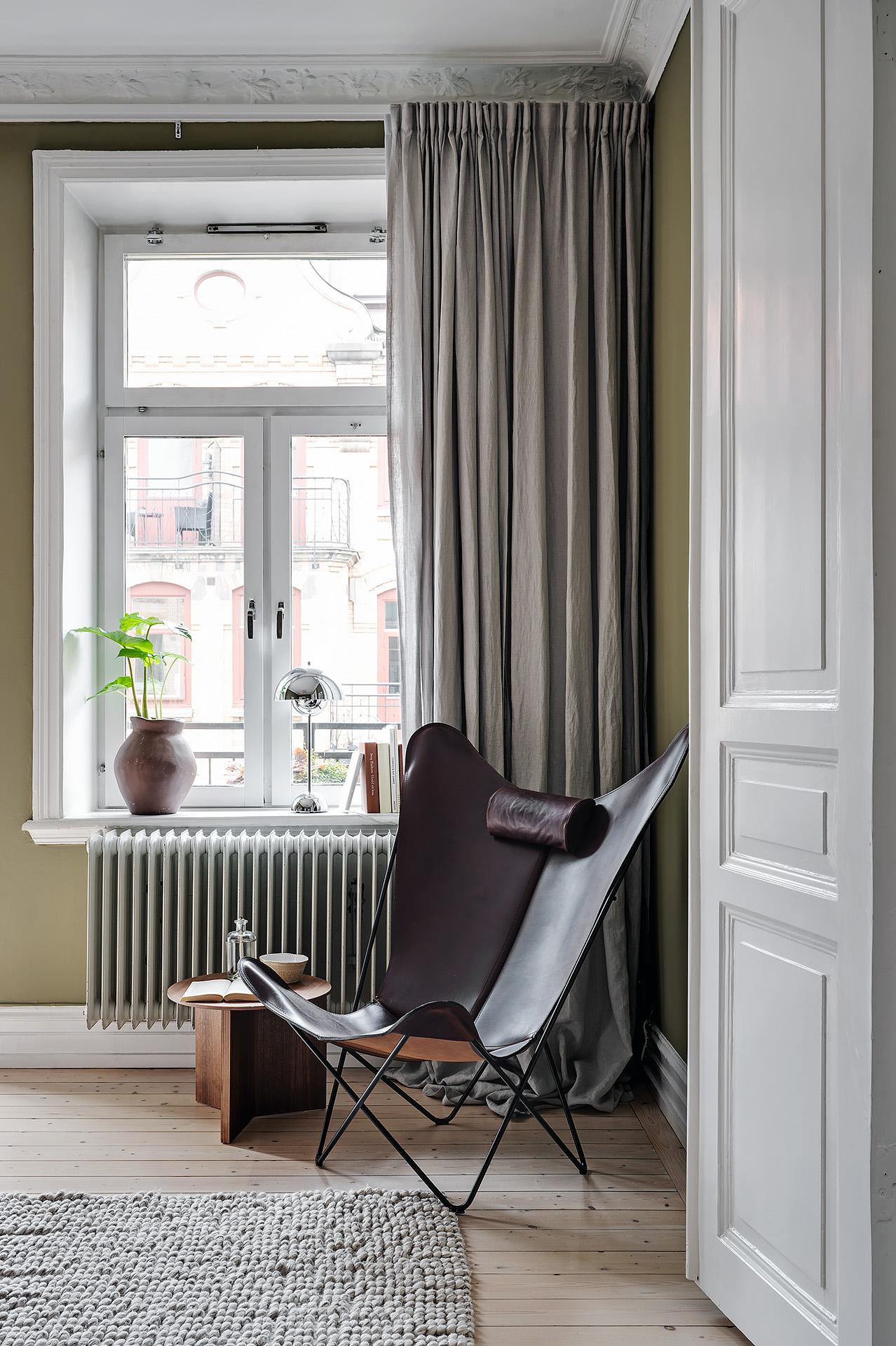 chambre murs kaki décoration scandinave