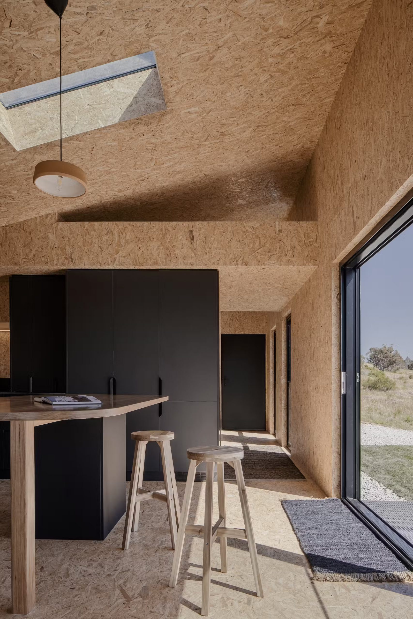 cuisine murs OSB maison en bois 84m2