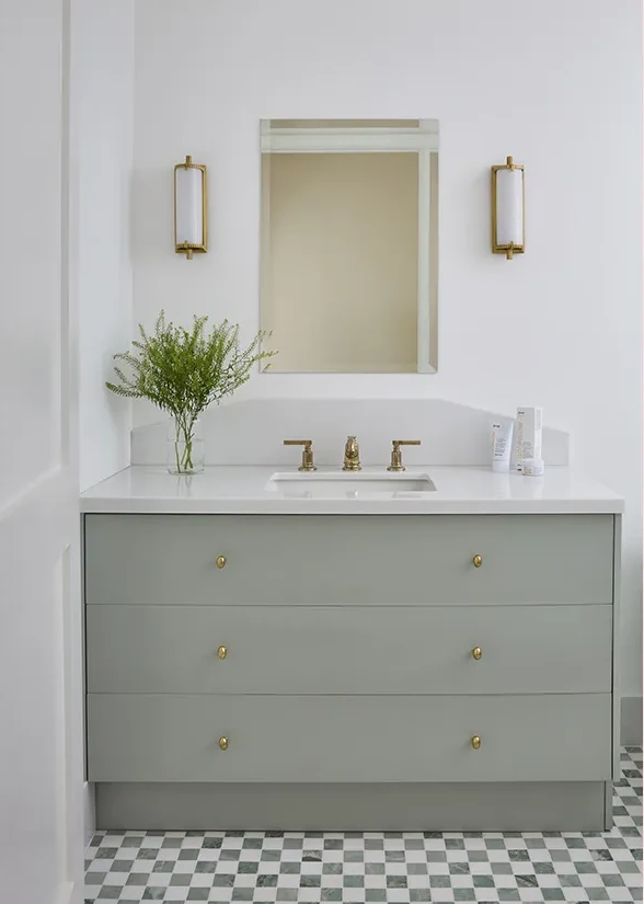 salle de bain sol à damier décoration contemporaine