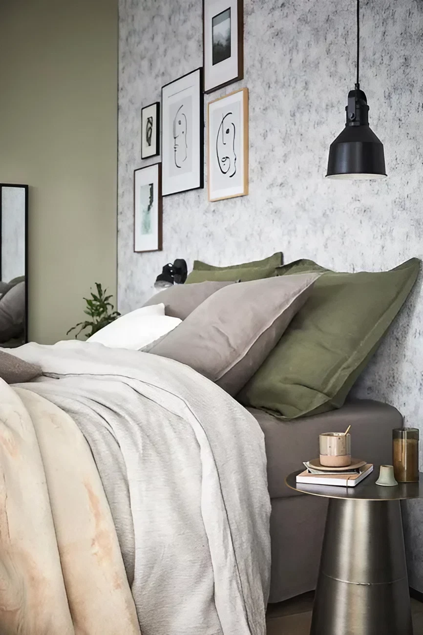 chambre mur vert
