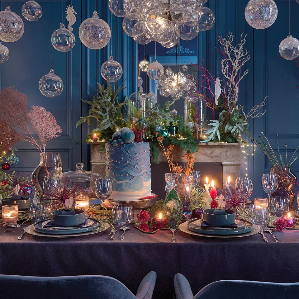 table Noël bleu