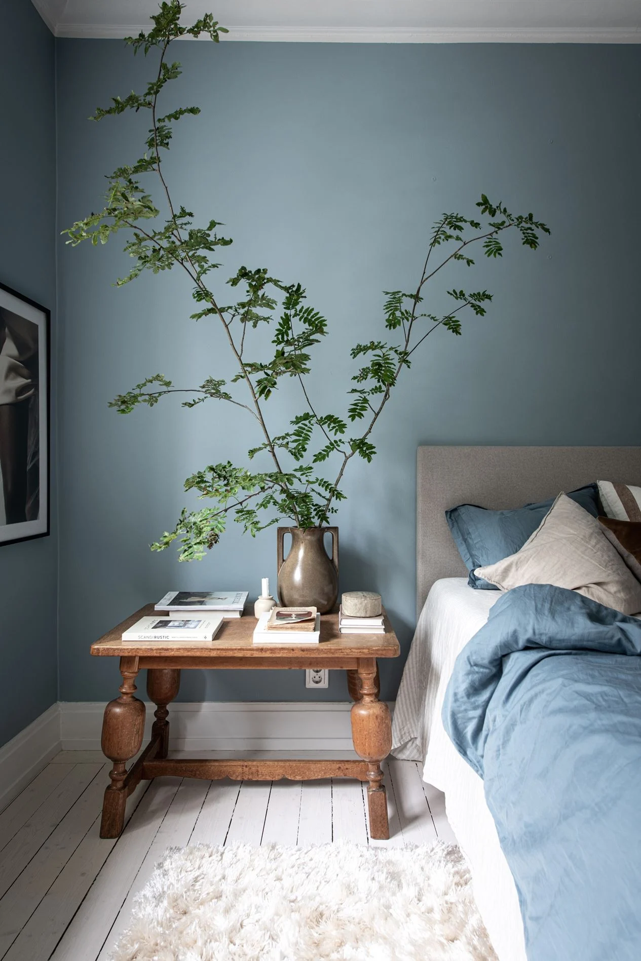 chambre bleue décoration scandinave