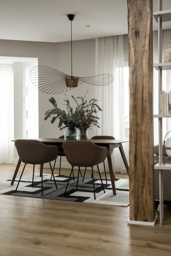 salon avec poutres décoration contemporaine