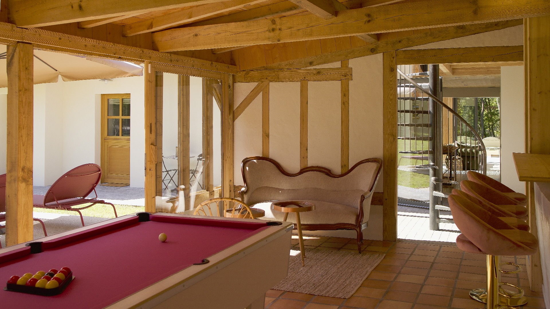 salle de billard maison en bois Airial du Branasse Hossegor