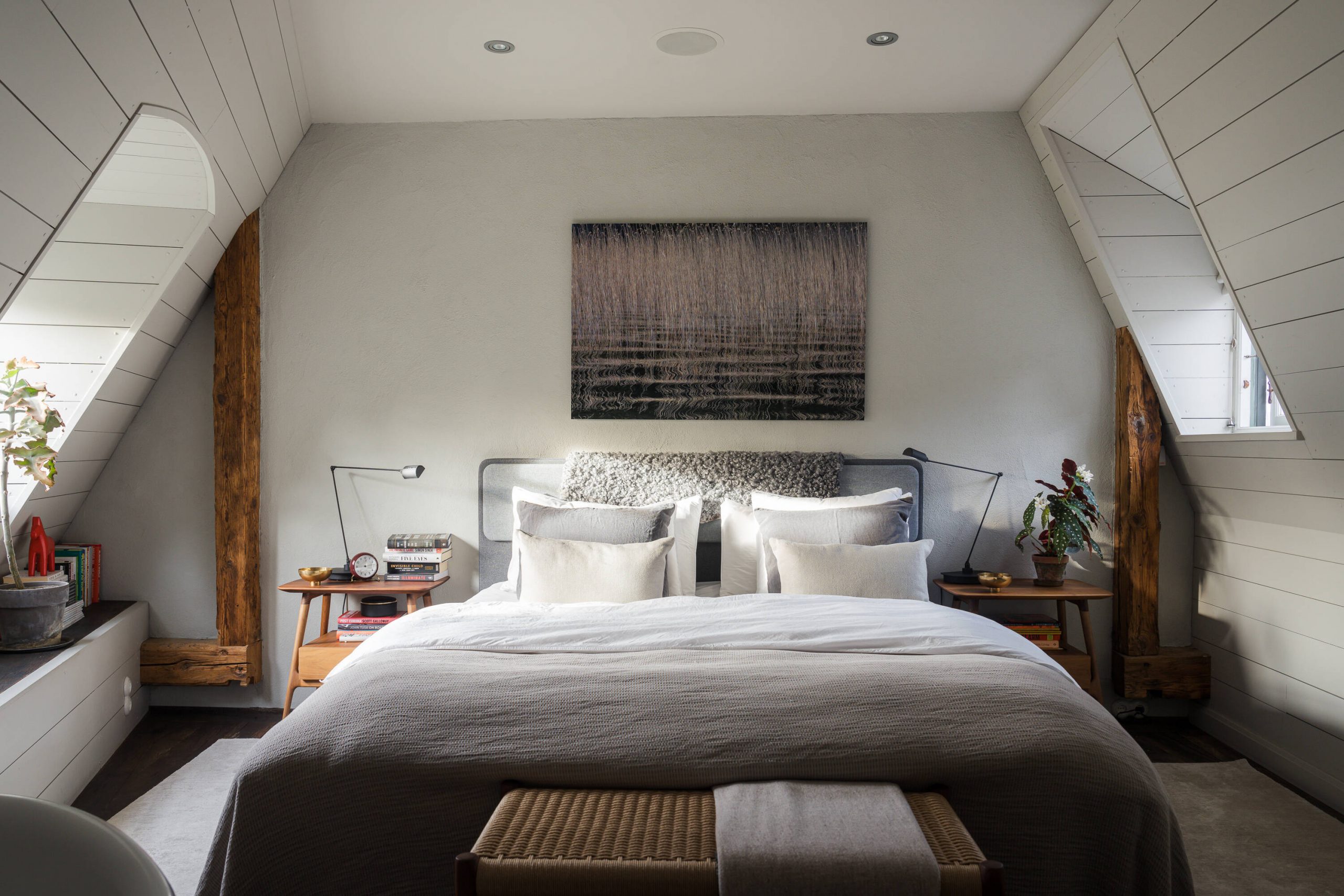 chambre avec poutres décoration scandinave