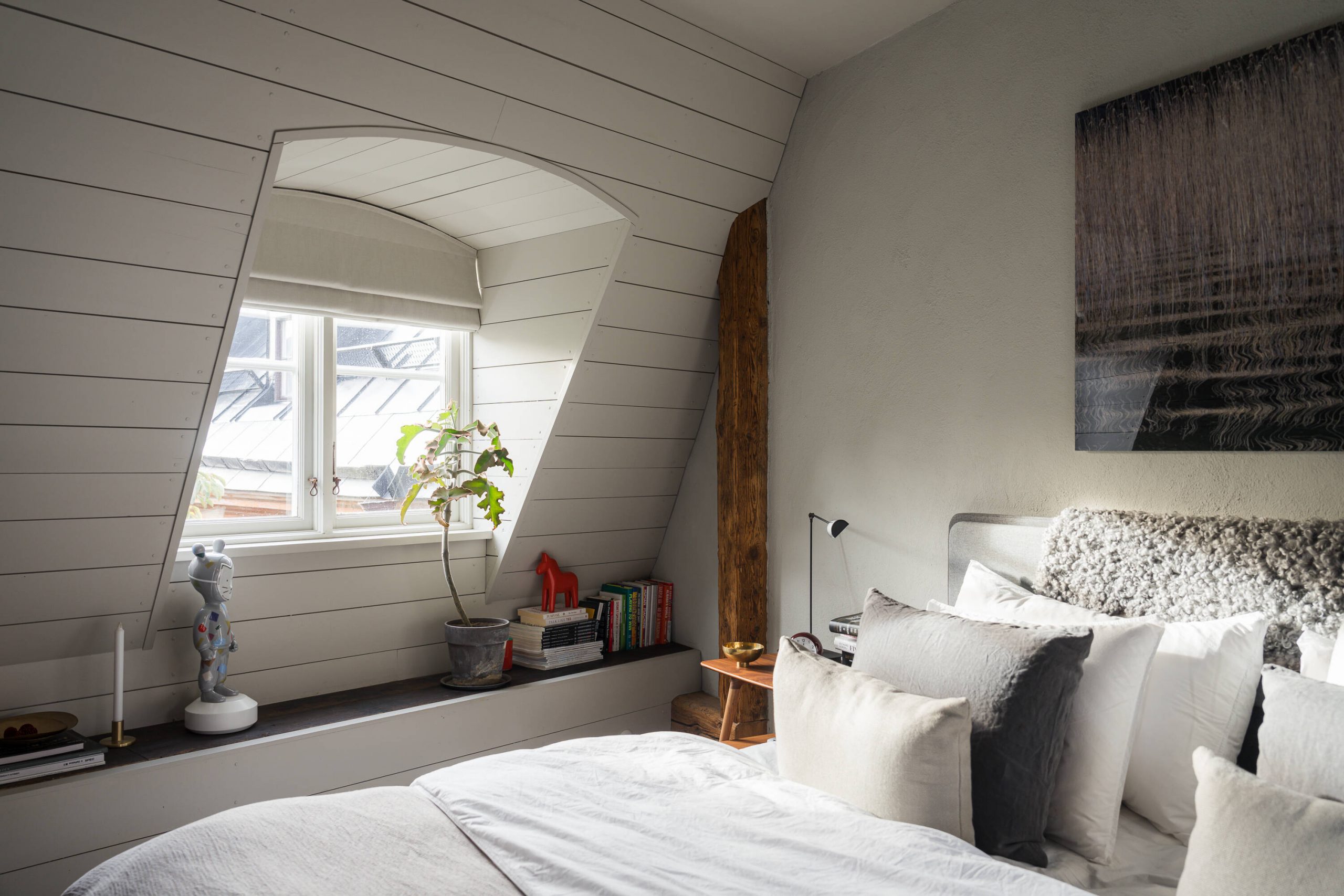 chambre avec poutres décoration scandinave