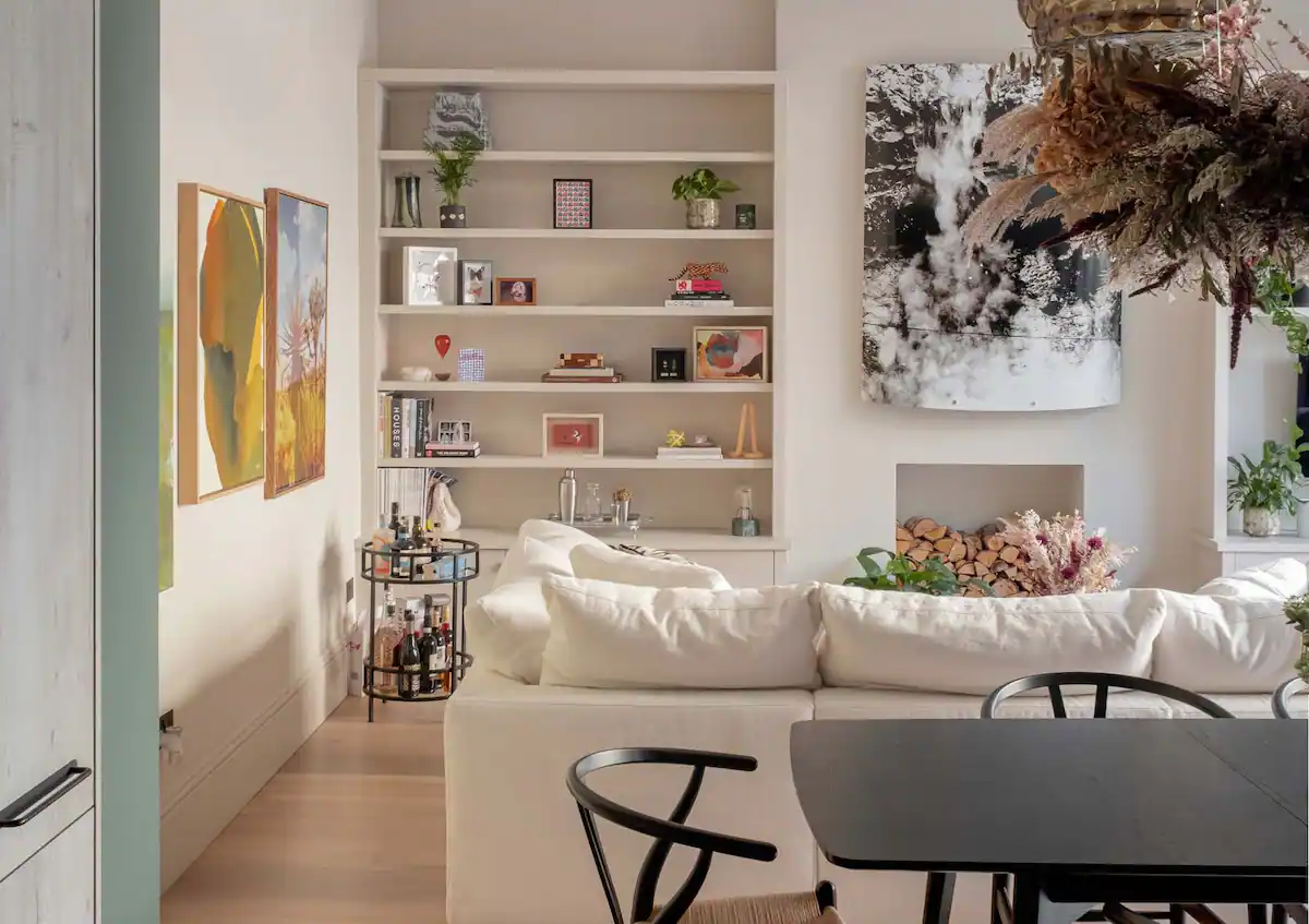salon décoration moderne appartement avec jardin