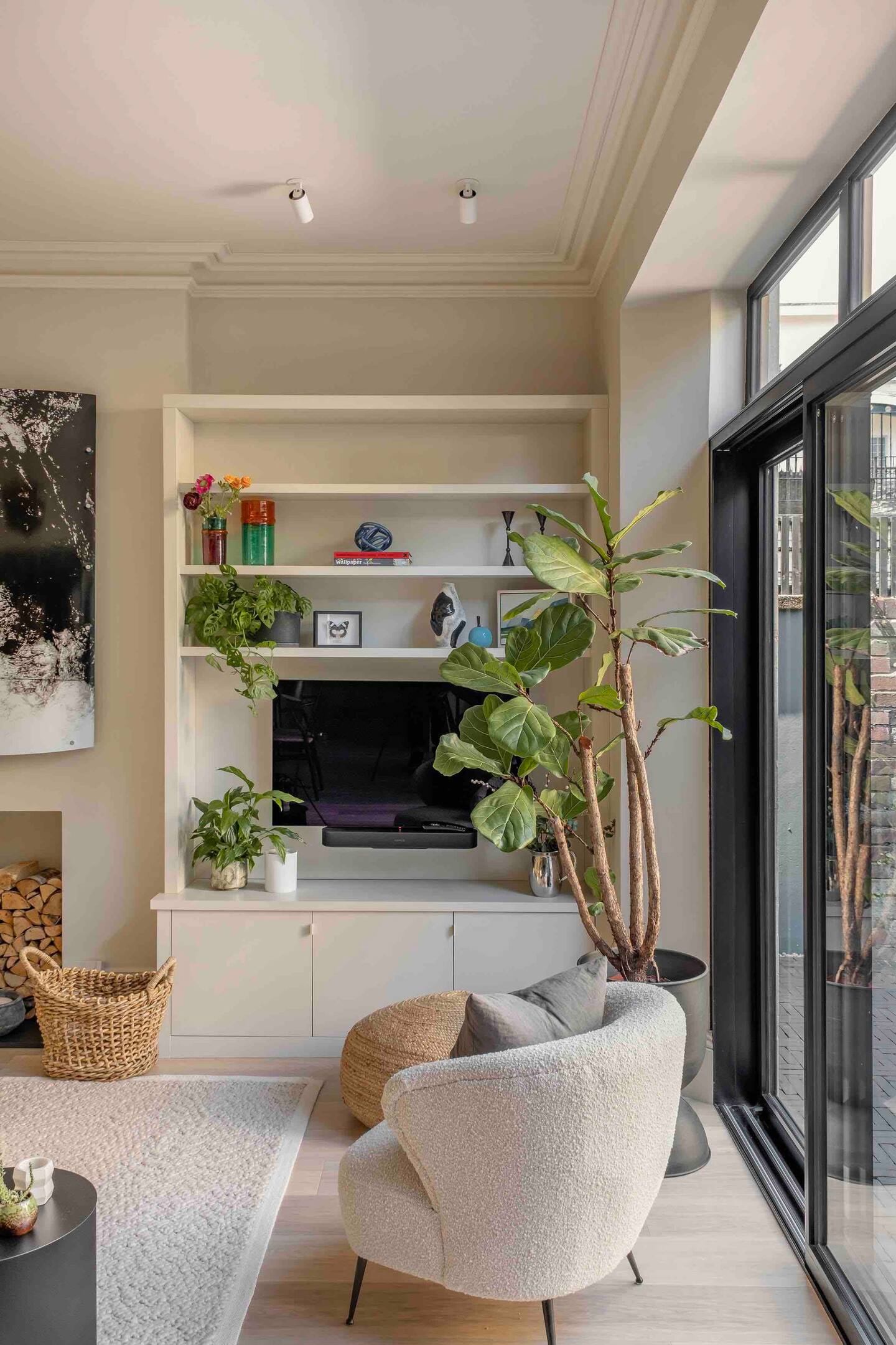 salon décoration moderne appartement avec jardin
