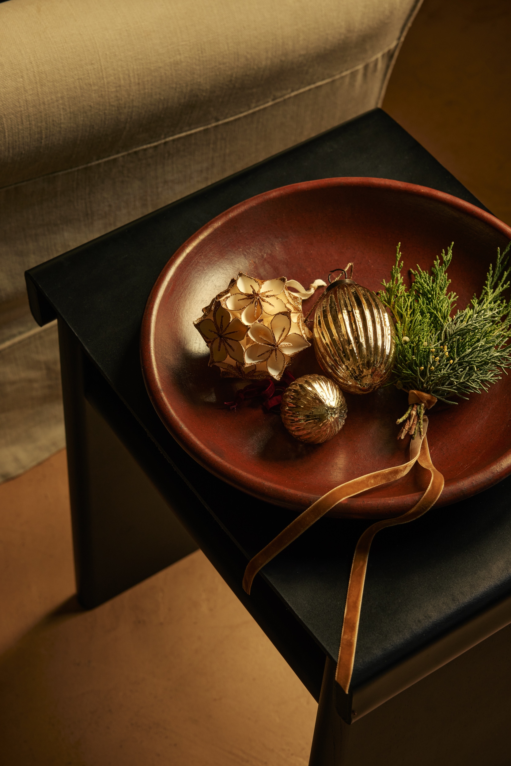 table basse avec décoration Noël