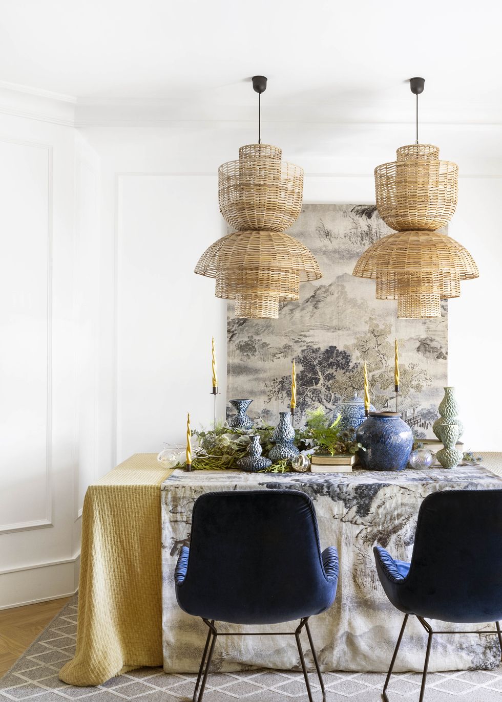 salle à manger décoration Noël bleu salle à manger décoration Noël bleu
