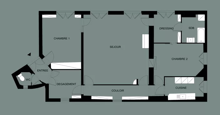 plan avant appartement haussmannien Paris rénové