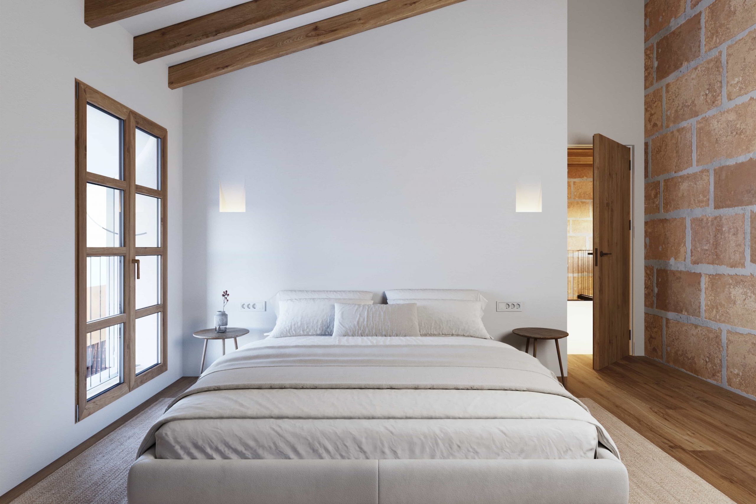 chambre minimaliste avec poutres décoration contemporaine chambre minimaliste avec poutres décoration contemporaine