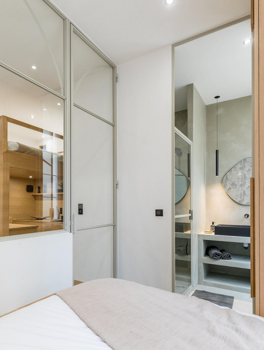 chambre avec verrière et salle de bain appartement de 30m2 chambre avec verrière et salle de bain appartement de 30m2