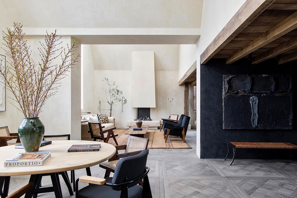 salon avec cheminée décoration contemporaine