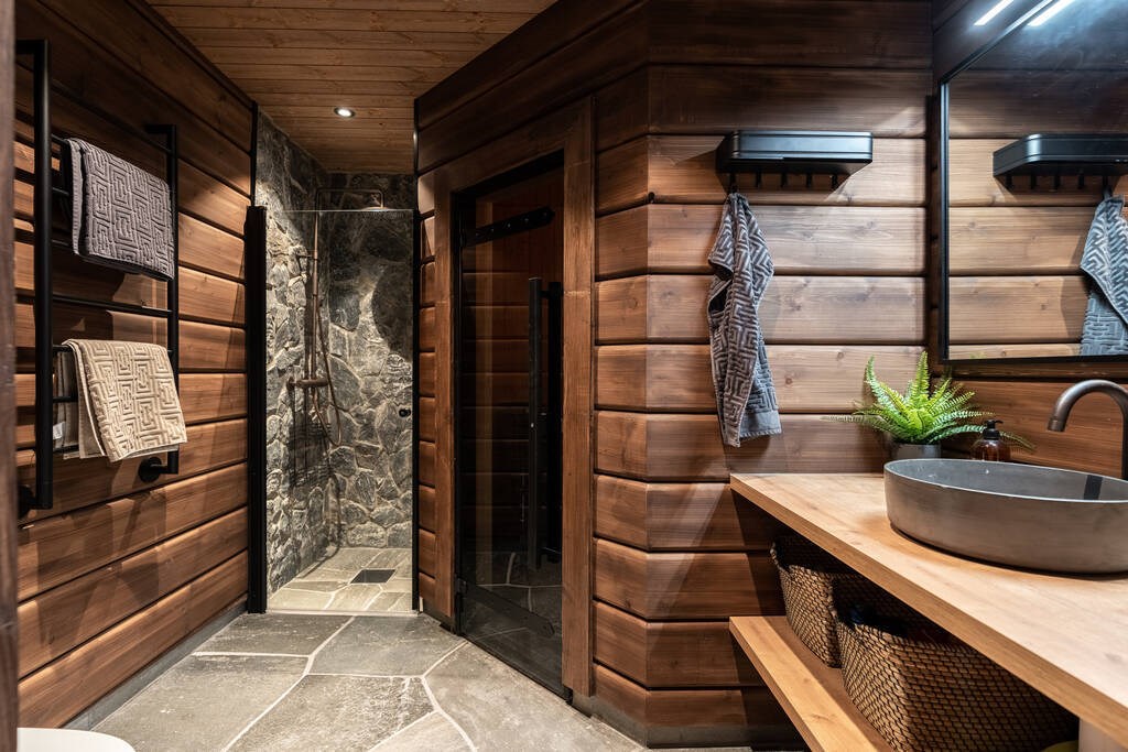 salle de bain maison en bois à la montagne salle de bain maison en bois à la montagne